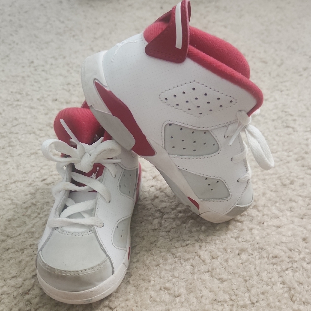 Kids White and Red Sneakers